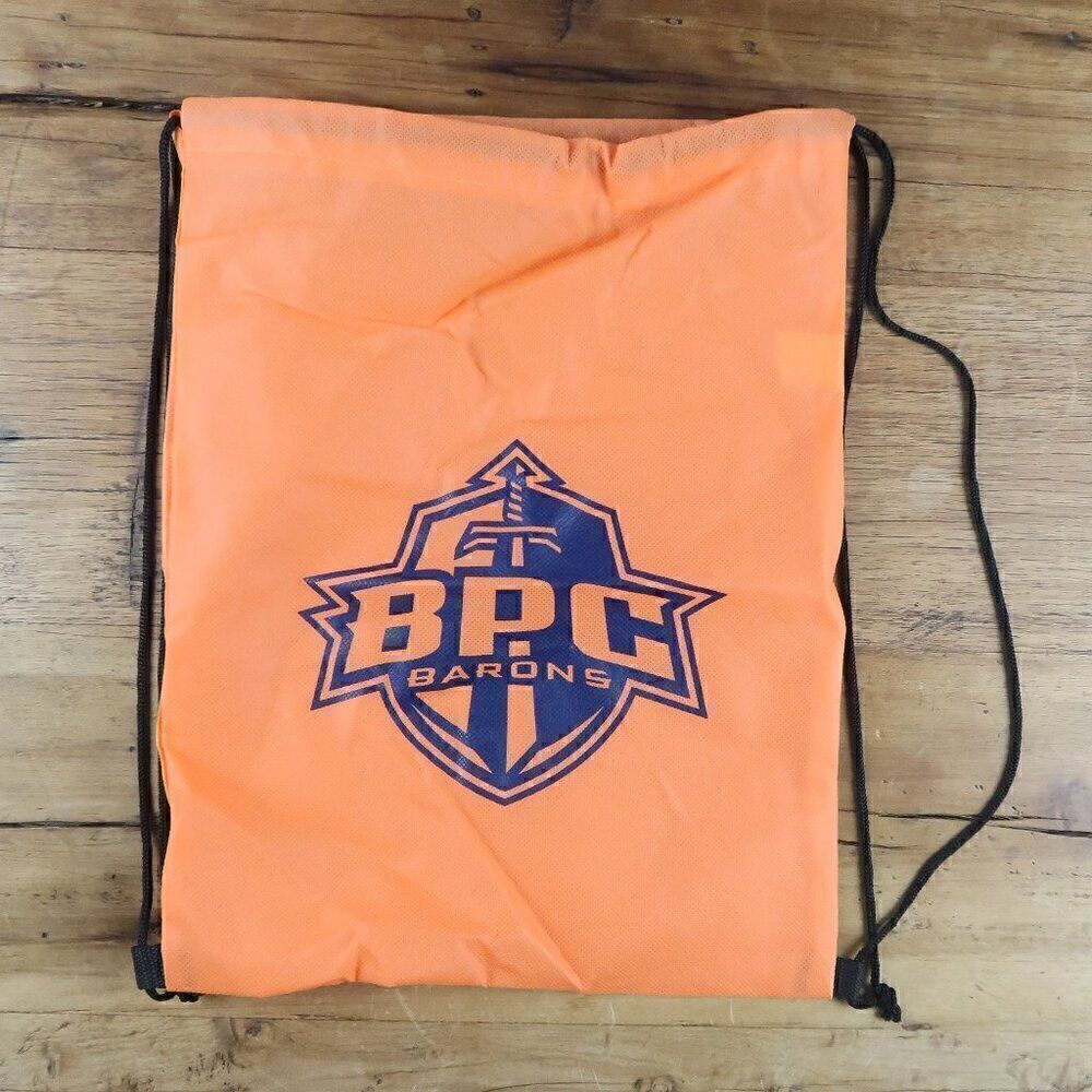 BPC BARONS ORANGE & BLUE CINCH BAG DRAWSTRING BACKPACK NEW